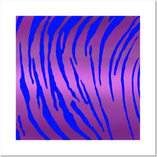 Metallic Tiger Stripes Pink Blue Posters and Art